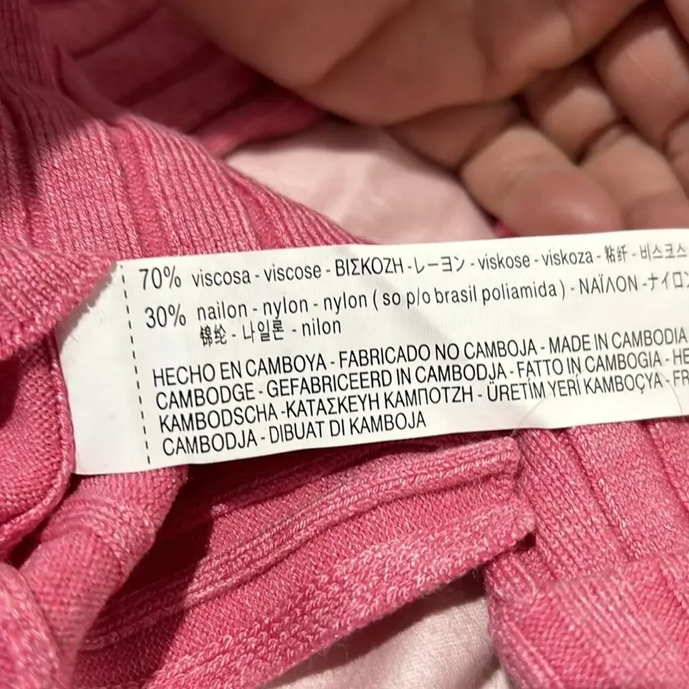 Zara 5 reddish pinkish hi low wide ribbed sweater nwt viscose nylon